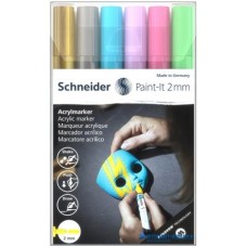 Akril marker készlet, 2 mm, SCHNEIDER 'Paint-It 310', 6 különböző szín