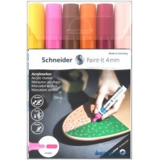 Akril marker készlet, 4 mm, SCHNEIDER 'Paint-It 320', 6 különböző szín