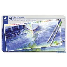 Akvarell ceruza készlet, hatszögletű, fém doboz, STAEDTLER 'Karat® aquarell 125', 60 különböző szín