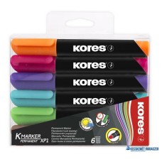 Alkoholos marker, 3-5 mm, kúpos, KORES 'K-Marker', 6 különböző szín