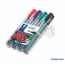 Alkoholos marker készlet, 2 mm, kúpos, STAEDTLER 'Lumocolor® 352', 4 különböző szín