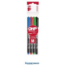 Alkoholos marker készlet, OHP, 1-1,5 mm, M, ICO, 4 különböző szín