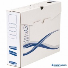 Archiválódoboz, A4, 80 mm, FELLOWES 'Bankers Box Basic', kék-fehér