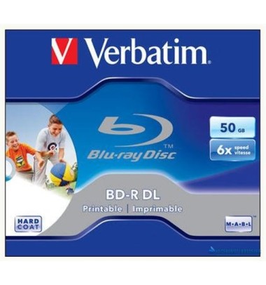 BD-R BluRay lemez, kétrétegű, nyomtatható, 50GB, 6x, 1 db, normál tok, VERBATIM