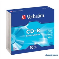CD-R lemez, 700MB, 52x, 10 db, vékony tok, VERBATIM 'DataLife'