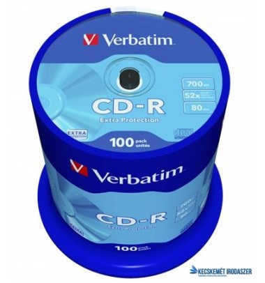 CD-R lemez, 700MB, 52x, 100 db, hengeren, VERBATIM 'DataLife'