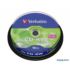 CD-RW lemez, újraírható, SERL, 700MB, 8-10x, 10 db, hengeren VERBATIM
