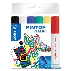 Dekormarker készlet, 1,4 mm, PILOT 'Pintor M' 6 különböző klasszikus szín