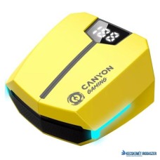 Fülhallgató, vezeték nélküli, Bluetooth 5.3, gaming, CANYON 'DoubleBee GTWS-2', sárga