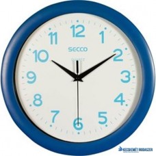 Falióra, 28,5 cm,  kék keretes, kék számokkal, SECCO 'Sweep second'