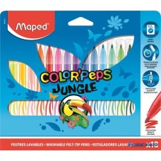 Filctoll készlet, 2,8 mm, kimosható, MAPED 'Color`Peps Jungle', 18 különböző szín