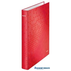 Gyűrűs könyv, 2 gyűrű, D alakú, 40 mm, A4 Maxi, karton, LEITZ 'Wow', piros