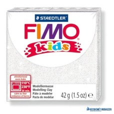 Gyurma, 42 g, égethető, FIMO 'Kids', glitteres fehér