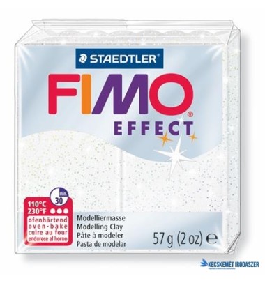 Gyurma, 57 g, égethető, FIMO 'Effect', csillámos fehér
