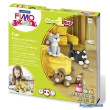 Gyurma készlet, 4x42 g, égethető, FIMO 'Kids Form & Play', cicák