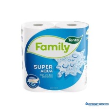 Kéztörlő, tekercses, 2 rétegű, TENTO 'Family Super Aqua', fehér