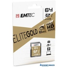 Memóriakártya, SDXC, 64GB, UHS-I/U1, 85/20 MB/s, EMTEC 'Elite Gold'