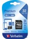 Memóriakártya, microSDHC, 32GB, CL10/U1, 90/10 MB/s, adapter, VERBATIM Premium