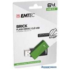 Pendrive, 64GB, USB 2.0, EMTEC 'C350 Brick', zöld