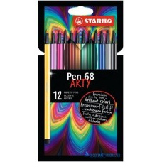 Rostirón készlet, 1 mm, STABILO 'Pen 68 ARTY', 12 különböző szín