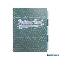 Spirálfüzet, A4, vonalas, 100 lap, PUKKA PAD 'Glee project book', zöld