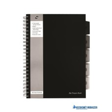 Spirálfüzet, A4, vonalas, 125 lap, PUKKA PAD 'Black project book', fekete