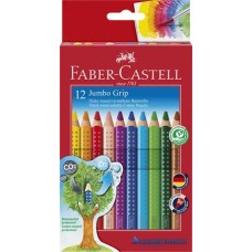 Színes ceruza készlet, háromszögletű, FABER-CASTELL 'Jumbo Grip', 12 különböző szín