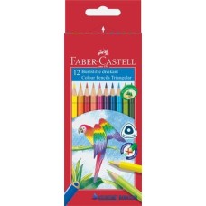 Színes ceruza készlet, háromszögletű, FABER-CASTELL 'Papagáj', 12 különböző szín