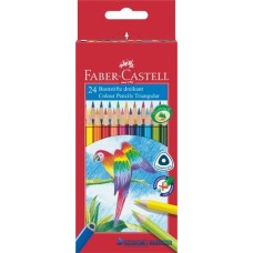 Színes ceruza készlet, háromszögletű, FABER-CASTELL 'Papagáj', 24 különböző szín