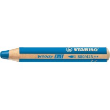 Színes ceruza, kerek, vastag, STABILO 'Woody 3 in 1', kék