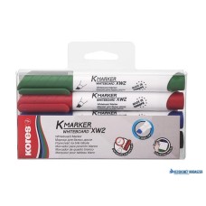 Tábla- és flipchart marker készlet, 1-3 mm, vágott, KORES 'K-Marker', 4 különböző szín