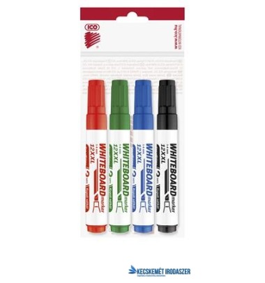 Tábla- és flipchart marker készlet, 1-4 mm, vágott, ICO 'Plan 12 XXL', 4 különböző szín