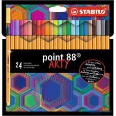Tűfilc készlet, 0,4 mm, STABILO 'Point 88 ARTY', 24 különböző szín
