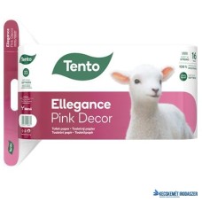 Toalettpapír, 3 rétegű, kistekercses, 16 tekercs, TENTO 'Ellegance Pink Decor', fehér