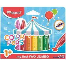 Zsírkréta, vastag, MAPED 'Color`Peps MAXI Wax', 12 különböző szín
