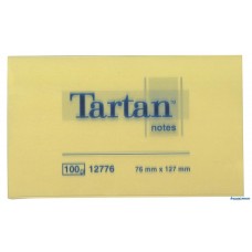 Öntapadó jegyzettömb, 127x76 mm, 100 lap, 12 tömb/cs, TARTAN, sárga